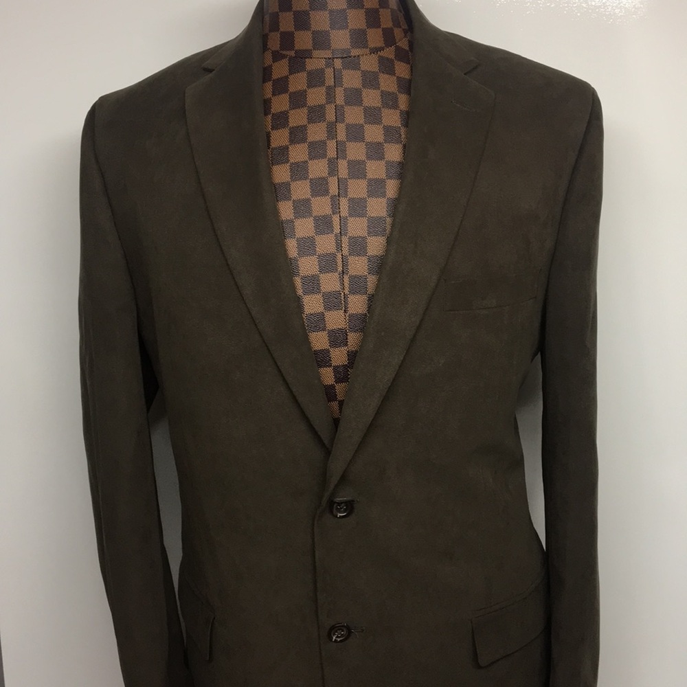 Tasso Elba Brown Pattern Two-Button Sportcoat 42l - image 4